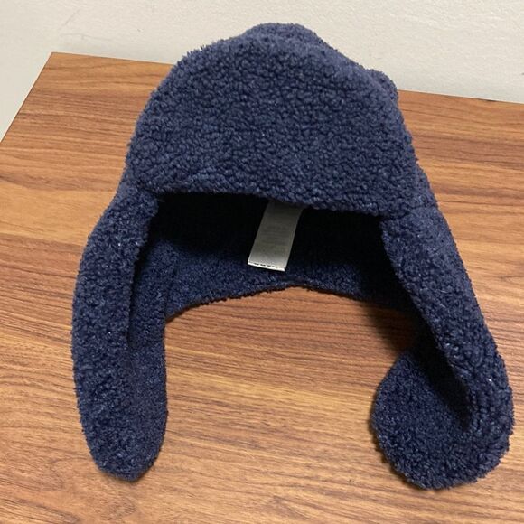 IL Gufo Kids Textured Pull On Hat with Flaps. Navy Blue. 12-18 months. - Picture 2 of 7